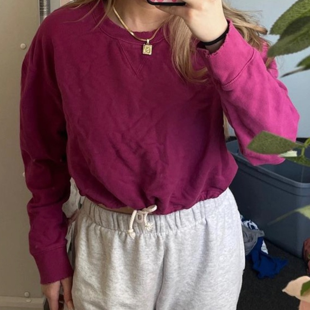 LA Hearts Cropped Pink Crew